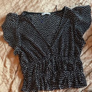 Zara Black and White Polka Dot Blouse